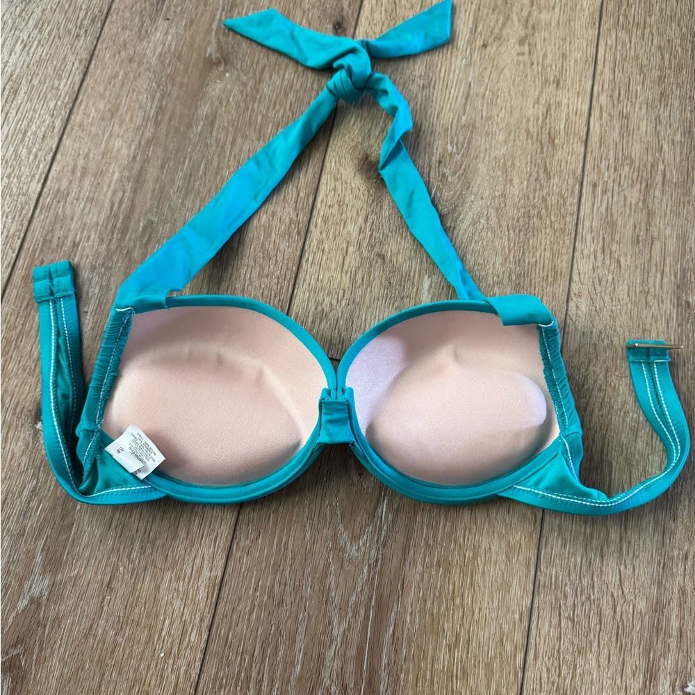 Mossimo Y2K Turquoise Halter Push Up Bikini Top, size Small - Picture 2 of 7